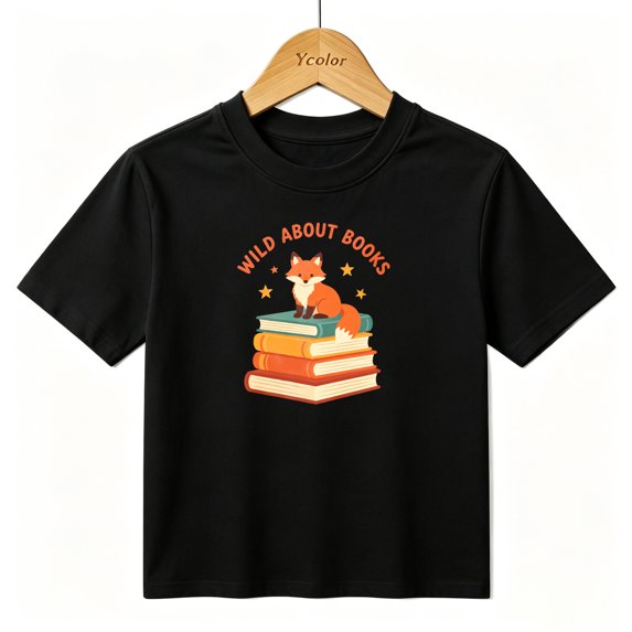 Boys Graphic T-Shirt Cute Fox On Books Reading School Kids Tees 100% Cotton Tops Ages 4-13Y
