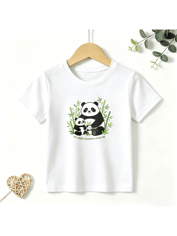 Boys Graphic T Shirt Cute Panda Family Short Sleeve Kids Tee Animal Lover Style 100% Cotton Soft Child Tops 4-13Y