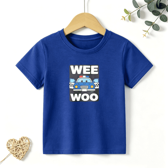 Boys Graphic T Shirt Cute Police Car Short Sleeve Kids Tees Cool Vehicle 100% Cotton Soft Child Tops 4-13Y