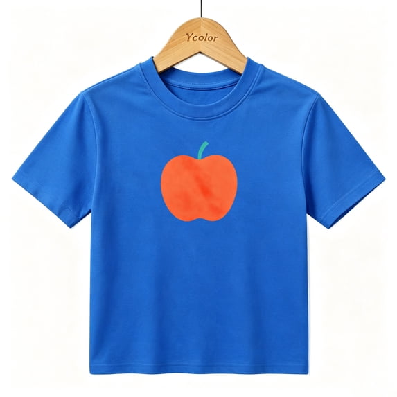 Boys Graphic T-Shirt Cute Red Apple Fruit Kids Tees 100% Cotton Short Sleeve Tops Ages 4-13Y
