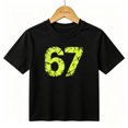 thumbnail image 1 of Boys Graphic T-Shirt Distressed 67 Meme Grunge Streetwear Neon Green Kids Tees 100% Cotton Short Sleeve Tops Ages 4-13Y, 1 of 4