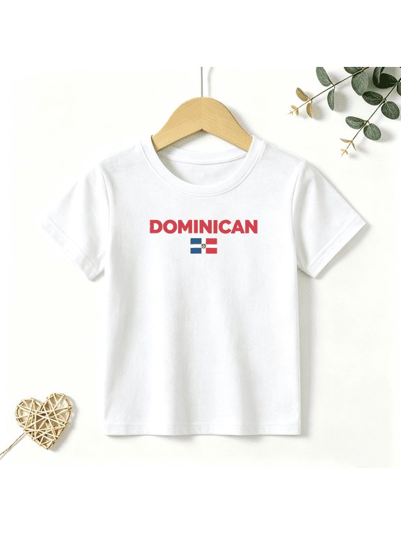 Boys Graphic T Shirt Dominican Republic Short Sleeve Kids Tees Flag Country 100% Cotton Soft Child Tops 4-13Y