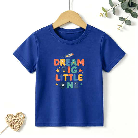 Boys Graphic T Shirt Dream Big Little One Text Print Short Sleeve Tee ...