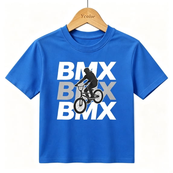 Boys Graphic T-Shirt Extreme BMX Bike Stunt Silhouette Kids Tees 100% Cotton Tops Ages 4-13Y