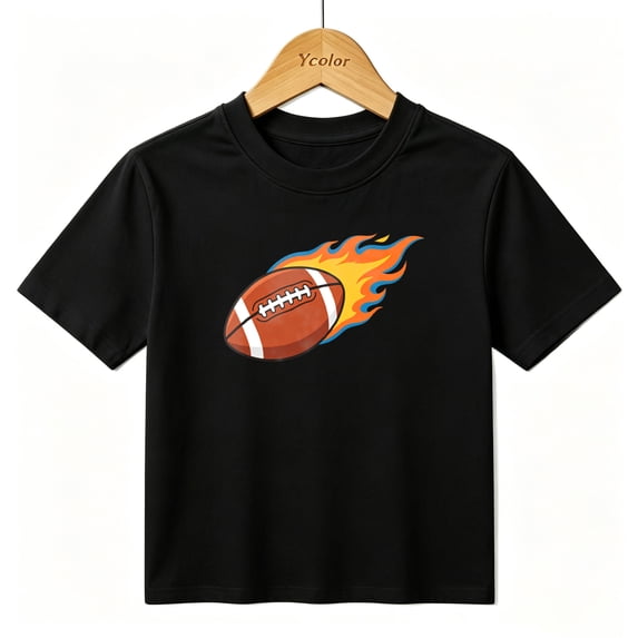 Boys Graphic T-Shirt Flaming American Football Sports Kids Tees 100% Cotton Short Sleeve Tops Ages 4-13Y