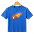 thumbnail image 1 of Boys Graphic T-Shirt Flaming American Football Sports Kids Tees 100% Cotton Short Sleeve Tops Ages 4-13Y, 1 of 4