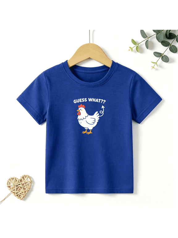 Boys Graphic T Shirt Funny Chicken Farm Animal Short Sleeve Kids Tees Cute Farm Style 100% Cotton Soft Child Tops 4-13Y