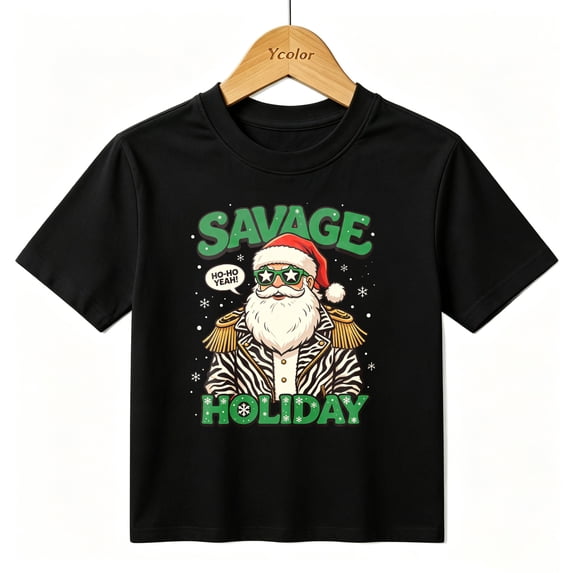 Boys Graphic T-Shirt Funny Santa Christmas Kids Tees 100% Cotton Short Sleeve Tops Ages 4-13Y