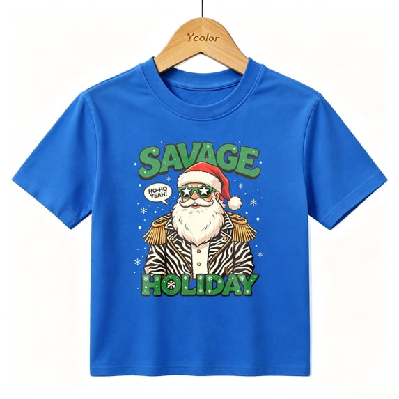 Boys Graphic T-Shirt Funny Santa Christmas Kids Tees 100% Cotton Short Sleeve Tops Ages 4-13Y