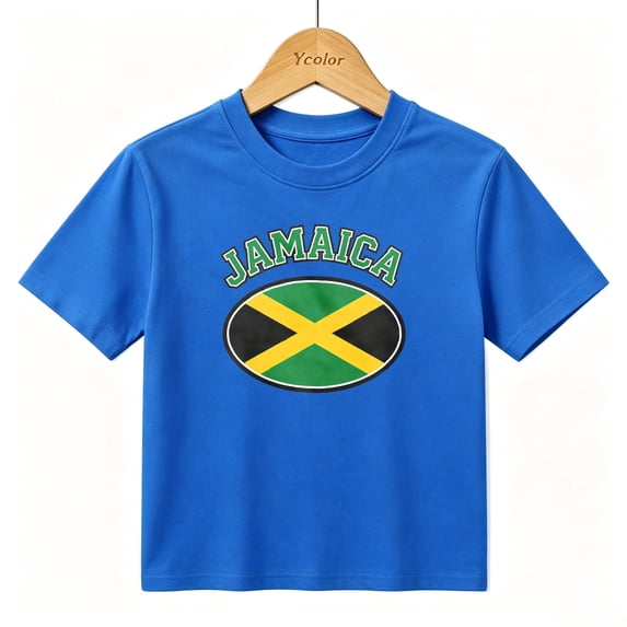 Boys Graphic T-Shirt Jamaica Flag Caribbean Pride Kids Tees 100% Cotton Short Sleeve Tops Ages 4-13Y