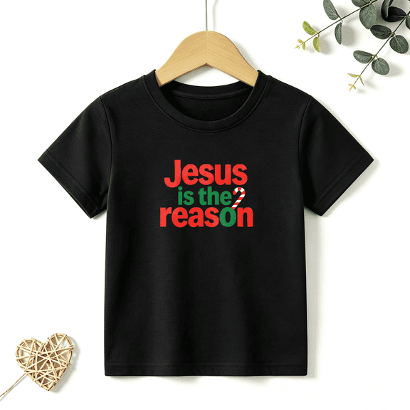 Boys Graphic T Shirt Jesus Christmas Reason Short Sleeve Kids Tee Holiday Faith Style 100% Cotton Soft Child Tops 4-13Y