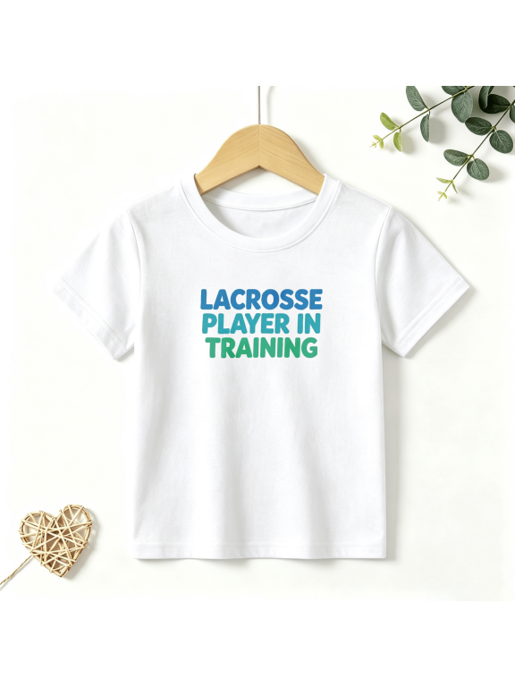 Boys Graphic T Shirt Lacrosse Player In Training Short Sleeve Kids Tee Sports Practice Style 100% Cotton Soft Child Tops 4-13Y