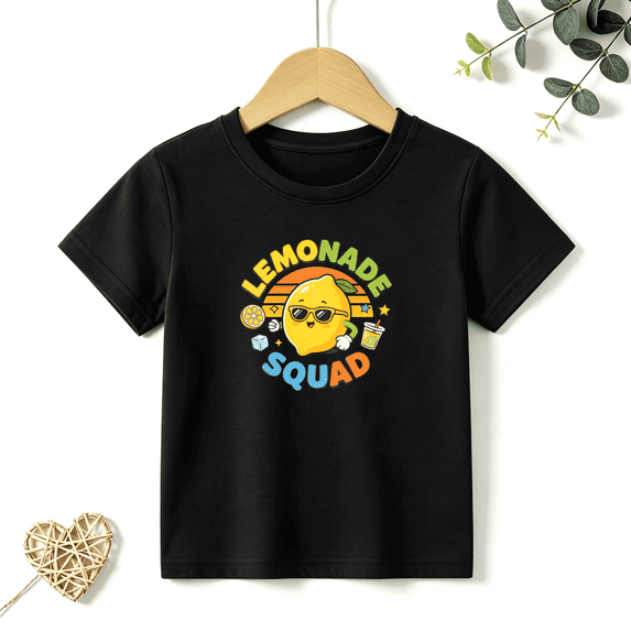 Boys Graphic T Shirt Lemonade Squad Cute Lemon Short Sleeve Kids Tees Funny Summer Style 100% Cotton Soft Child Tops 4-13Y