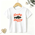 thumbnail image 1 of Boys Graphic T Shirt Lucky Fishing Fish Design Short Sleeve Kids Tee Outdoor Angler Hobby Style 100% Cotton Soft Child Tops 4-13Y, 1 of 5
