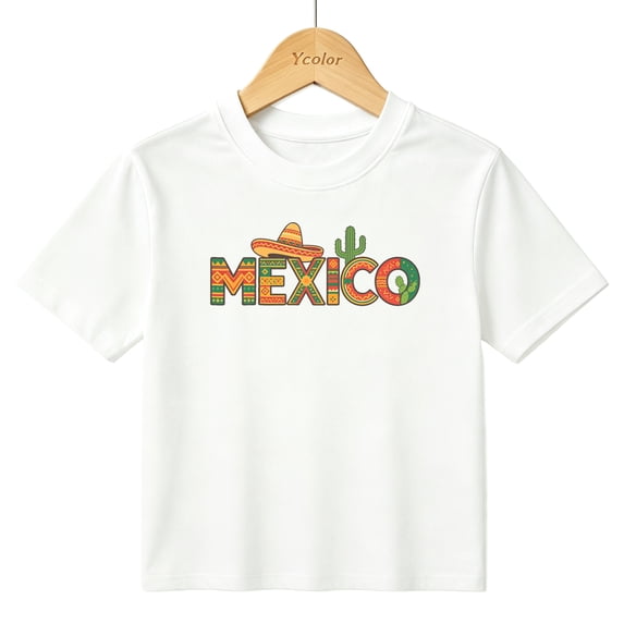 Boys Graphic T-Shirt Mexico Fiesta Sombrero Cactus Travel Kids Tees 100% Cotton Tops Ages 4-13Y