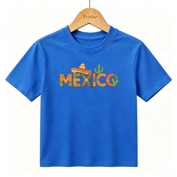 Boys Graphic T-Shirt Mexico Fiesta Sombrero Cactus Travel Kids Tees 100% Cotton Tops Ages 4-13Y