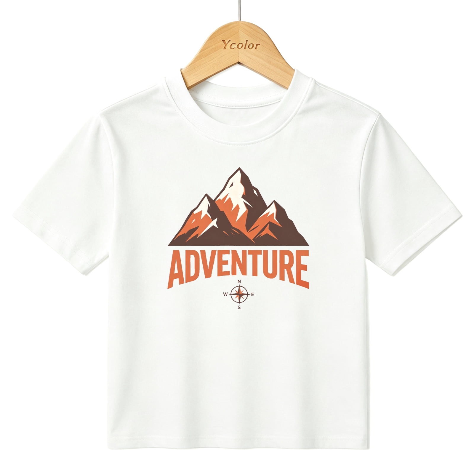 Boys Graphic T-Shirt Mountain Hiking Adventure Compass Kids Tees 100% ...