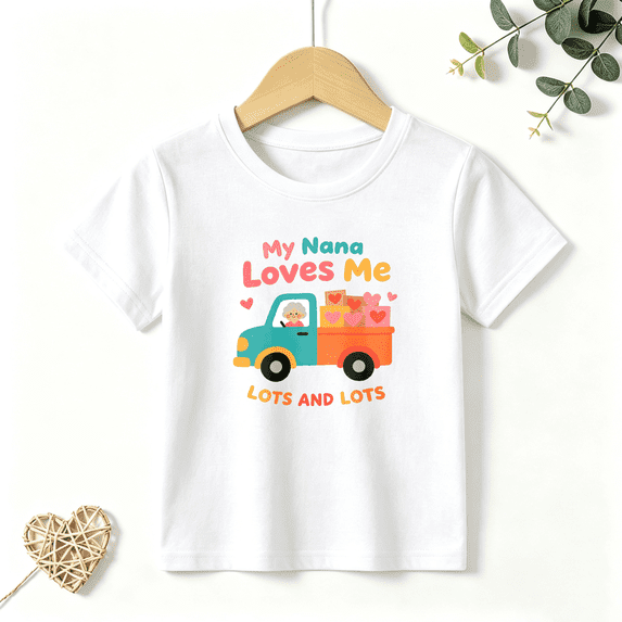 Boys Graphic T Shirt My Nana Loves Me Truck Family Theme Short Sleeve Kids Tee 100% Cotton Soft Child Tops 4-13Y