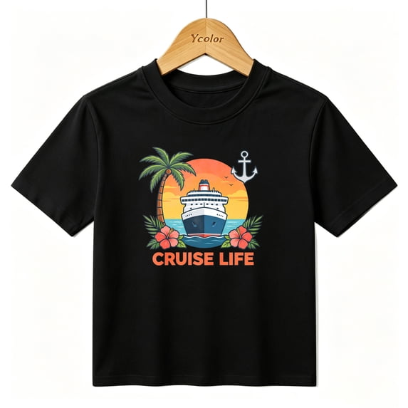 Boys Graphic T-Shirt Ocean Cruise Ship Life Tropical Vacation Kids Tees 100% Cotton Tops Ages 4-13Y
