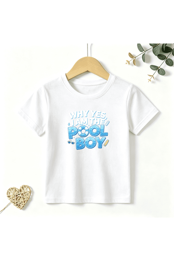 Boys Graphic T Shirt Pool Boy Water Theme Graphic Short Sleeve Kids Tees Summer Fun Style 100% Cotton Soft Child Tops 4-13Y