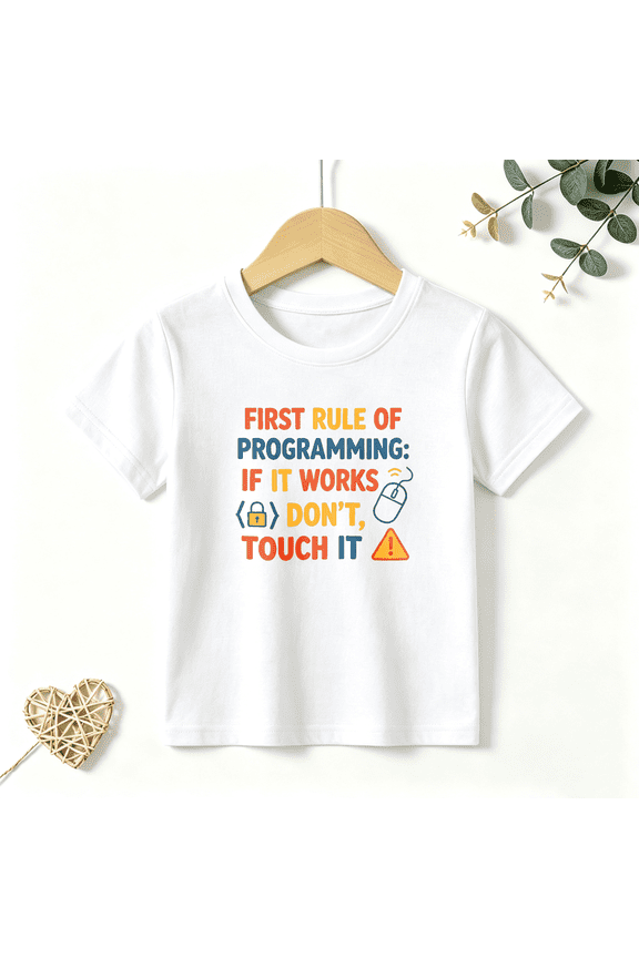 Boys Graphic T Shirt Programming Rule Quote Short Sleeve Tee Coding Humor Style 100% Cotton Soft Kids Tops 4-13Y