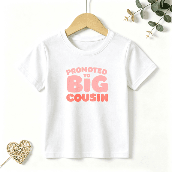 Boys Graphic T Shirt Promoted To Big Cousin Funny Family Design Short Sleeve Kids Tees Gift Style 100% Cotton Soft Child Tops 4-13Y