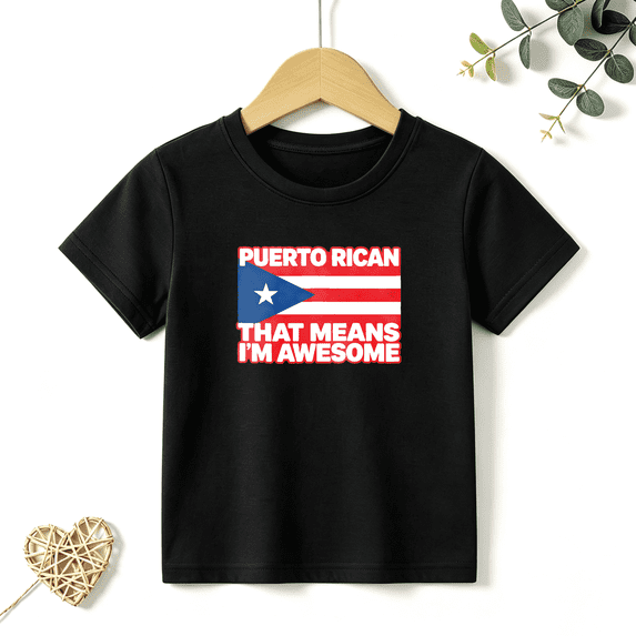 Boys Graphic T Shirt Puerto Rican Flag Pride Design Short Sleeve Kids Tee Cultural Heritage Style 100% Cotton Soft Child Tops 4-13Y