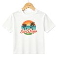 thumbnail image 1 of Boys Graphic T-Shirt San Diego Beach Sunset Retro Summer Kids Tees 100% Cotton Short Sleeve Tops Ages 4-13Y, 1 of 4