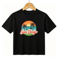 thumbnail image 1 of Boys Graphic T-Shirt San Diego Beach Sunset Retro Summer Kids Tees 100% Cotton Short Sleeve Tops Ages 4-13Y, 1 of 4