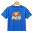 thumbnail image 1 of Boys Graphic T-Shirt San Diego Beach Sunset Retro Summer Kids Tees 100% Cotton Short Sleeve Tops Ages 4-13Y, 1 of 4