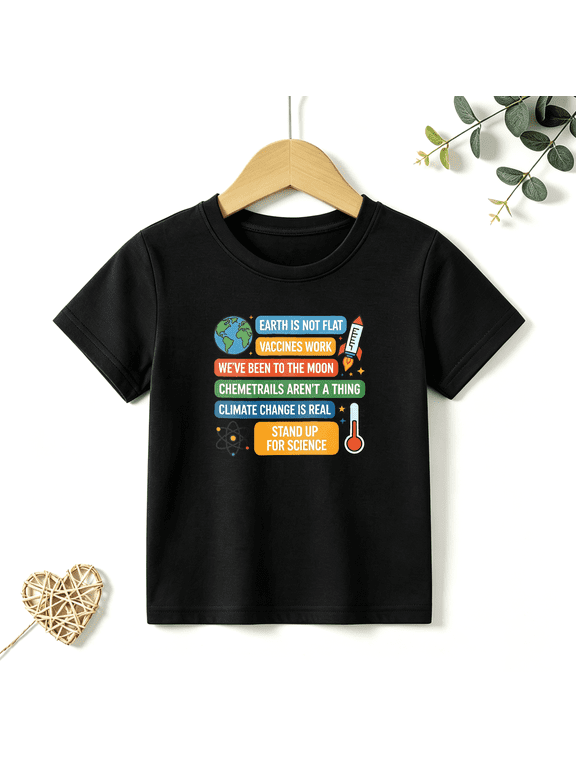 Boys Graphic T Shirt Science Facts STEM Quote Short Sleeve Tee Education Learning Style 100% Cotton Soft Kids Tops 4-13Y