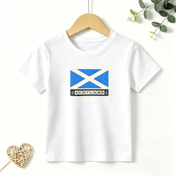 Boys Graphic T Shirt Scotland Flag Country Design Short Sleeve Kids Tees Travel Culture Style 100% Cotton Soft Child Tops 4-13Y