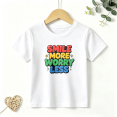 thumbnail image 1 of Boys Graphic T Shirt Smile More Worry Less Quote Short Sleeve Tee Positive Message Style 100% Cotton Soft Kids Tops 4-13Y, 1 of 5