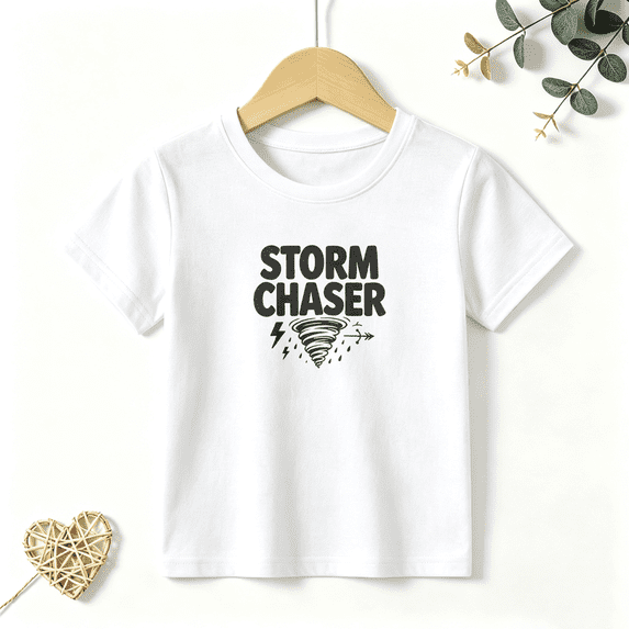 Boys Graphic T Shirt Storm Chaser Tornado Design Short Sleeve Tee Weather Adventure Style 100% Cotton Soft Kids Tops 4-13Y