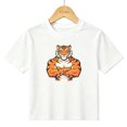 thumbnail image 1 of Boys Graphic T-Shirt Strong Tiger Mascot Sports Gym Bodybuilder Kids Tees 100% Cotton Tops Ages 4-13Y, 1 of 4