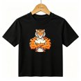 thumbnail image 1 of Boys Graphic T-Shirt Strong Tiger Mascot Sports Gym Bodybuilder Kids Tees 100% Cotton Tops Ages 4-13Y, 1 of 4
