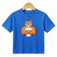 thumbnail image 1 of Boys Graphic T-Shirt Strong Tiger Mascot Sports Gym Bodybuilder Kids Tees 100% Cotton Tops Ages 4-13Y, 1 of 4