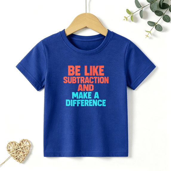 Boys Graphic T Shirt Subtraction Difference Short Sleeve Kids Tees Funny Math 100% Cotton Soft Child Tops 4-13Y