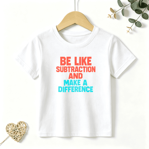 Boys Graphic T Shirt Subtraction Difference Short Sleeve Kids Tees Funny Math 100% Cotton Soft Child Tops 4-13Y