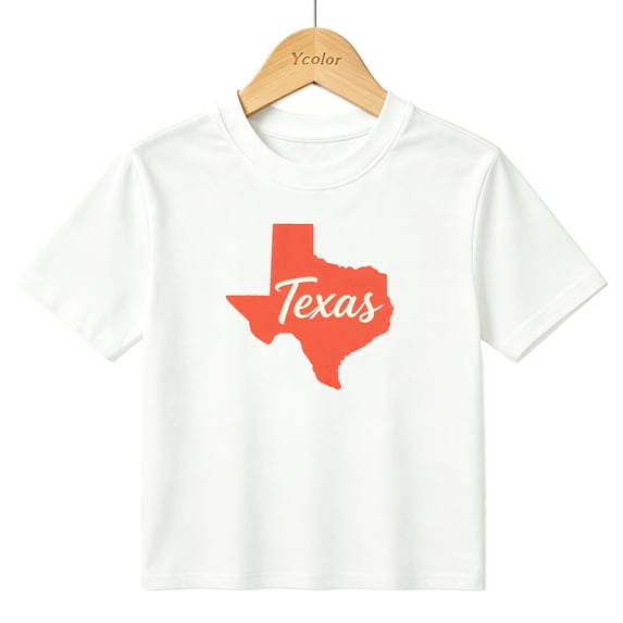 Boys Graphic T-Shirt Texas State Map Patriotic Red Silhouette Kids Tees 100% Cotton Tops Ages 4-13Y