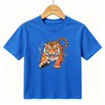 thumbnail image 1 of Boys Graphic T-Shirt Wild Tiger Animals Art Kids Tees 100% Cotton Short Sleeve Tops Ages 4-13Y, 1 of 4
