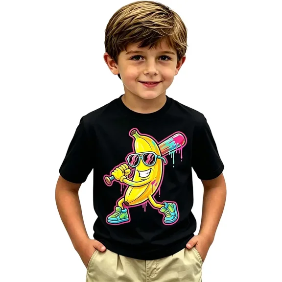 Boys Graphic T Shirts Toddler Cartoon Print Short Sleeve Crew Neck Tops Summer Cute Soft Comfort Breathable T-Shirts