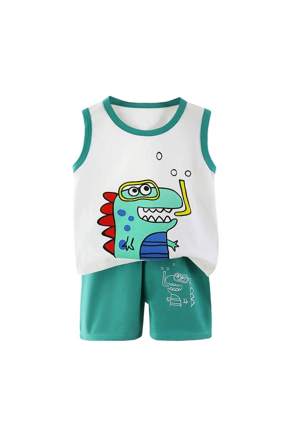 Boys Graphic Tank Top and Shorts Set - 2-Piece Cute Cotton Play Outfit for Kids 3M-6T