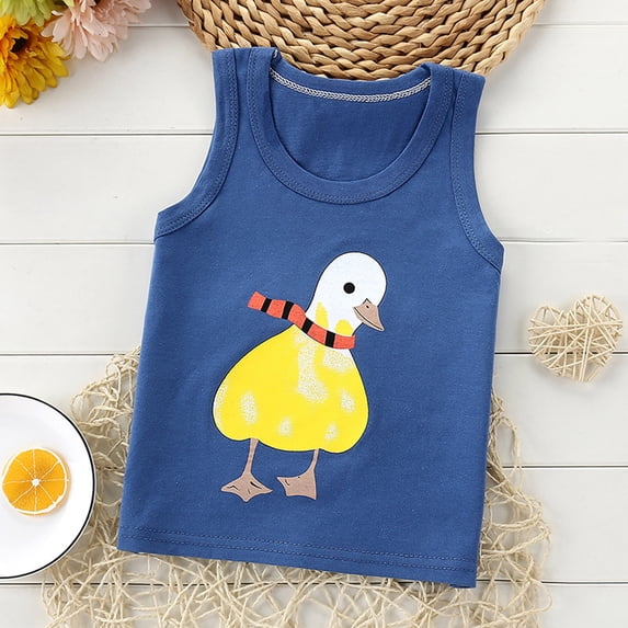 Boys Graphic Tees Boys Summer Cute Print Sleeveless Tank Top Stretchy Casual Girls Tops Navy 3-6 Months