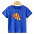 thumbnail image 1 of Boys Graphic Tees Cartoon Pizza Kids T Shirt Yummy Food 100% Cotton Short Sleeve Soft Tops 4-13Y Blue, 1 of 4