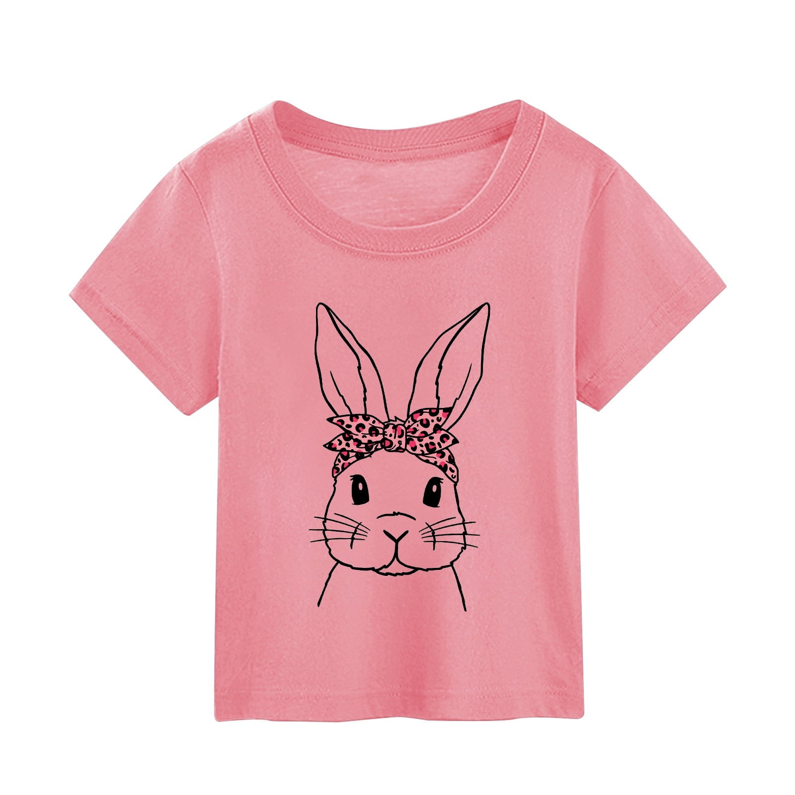 GTETKDE Women's Easter T-Shirt - Funny Hip Hop Bunny Print, Cute Leopard Graphic, 100% Cotton - View #10