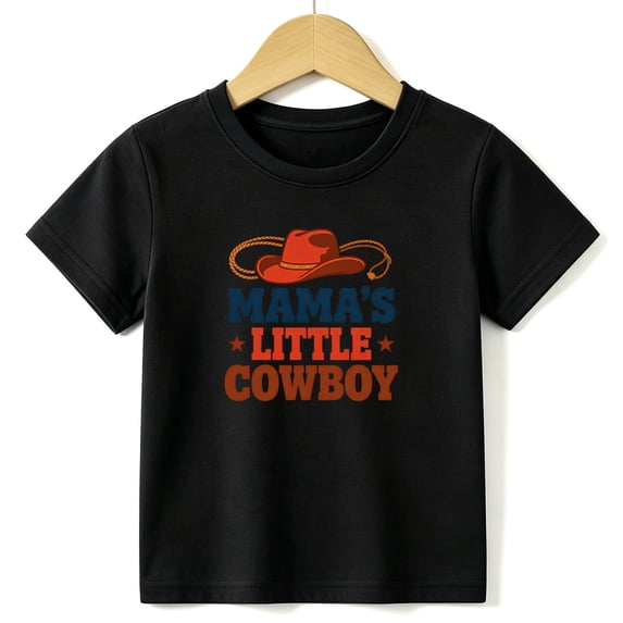 Boys Graphic Tees Cowboy Hat Kids T Shirt Western 100% Cotton Short Sleeve Soft Tops 4-13Y Black