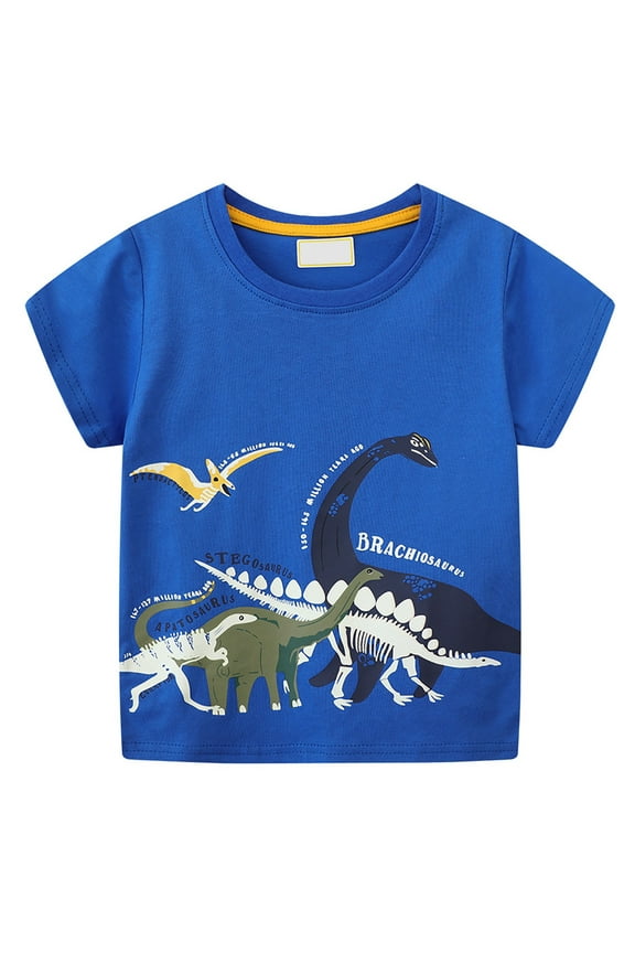 Boys Graphic Tees Glow In The Dark Dinosaur Print Short Sleeve Summer Activities Toddler Clothing