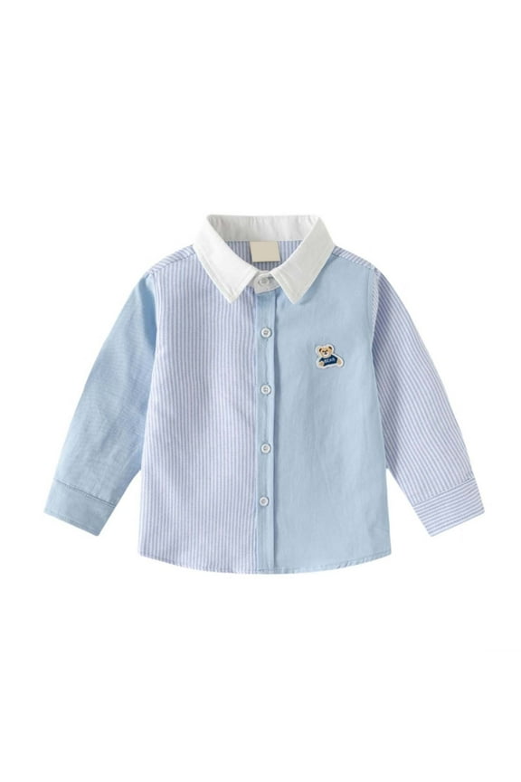 Boys Graphic Tees Jacket Long Sleeve Lapel Button Down Shacket Pockets Coat Outwear Toddler Clothing