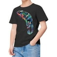 thumbnail image 1 of Boys Graphic Tees Kids Lizard Print Short Sleeve Round Neck Tee Girls Tops Black 3-4 Years, 1 of 4